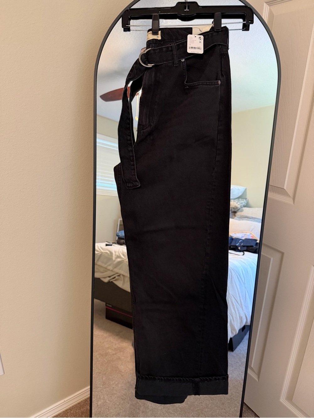 Free People Black Wide-Leg Jeans with Waist Tie - Picture 6 of 6